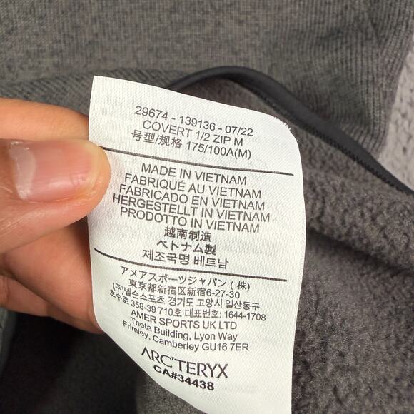 Arcteryx Covert 1/2 Zip Pullover Mens M Charcoal Gray Fleece Sweater Jacket - Picture 6 of 10